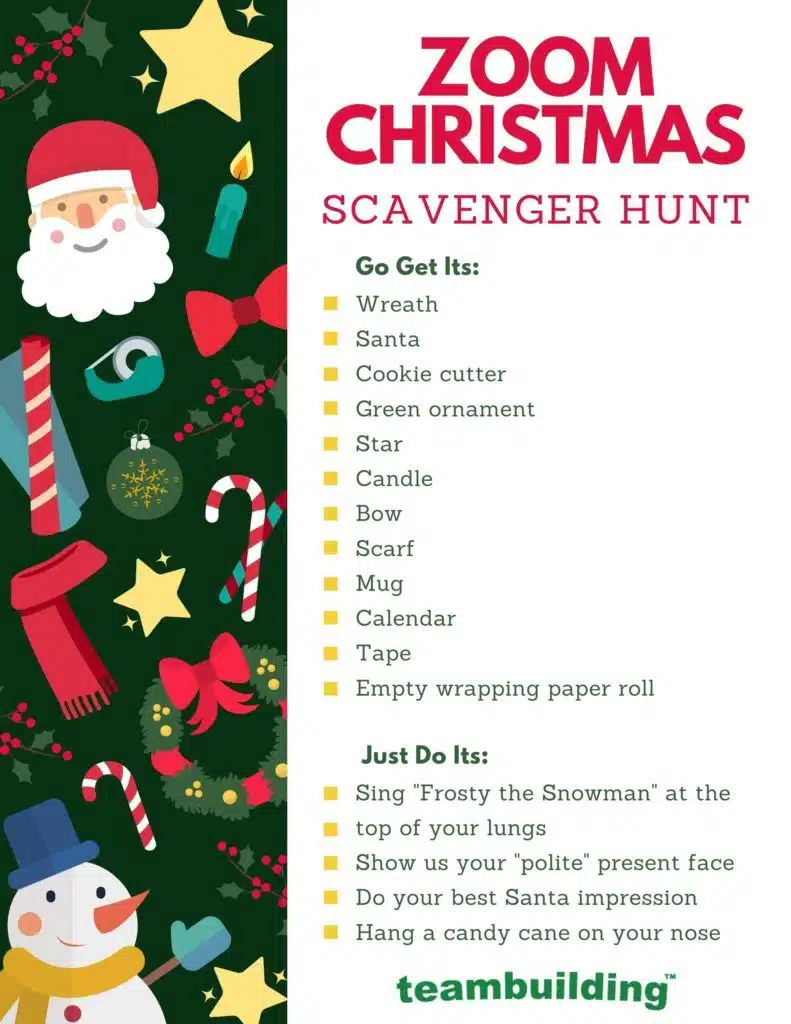 Zoom Christmas scavenger hunt template