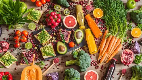 A photo of many fruits and vegetables