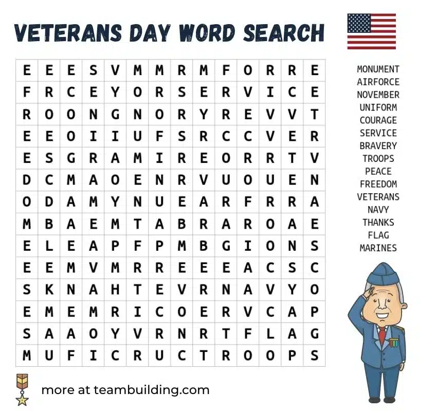 Veterans Day Word Search