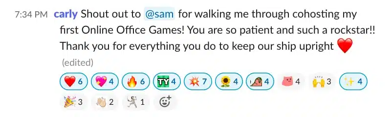 screenshot of fun Slack channel