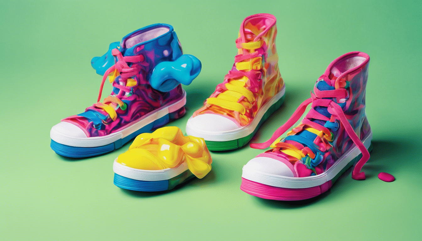 photo of colorful rainbow sneakers