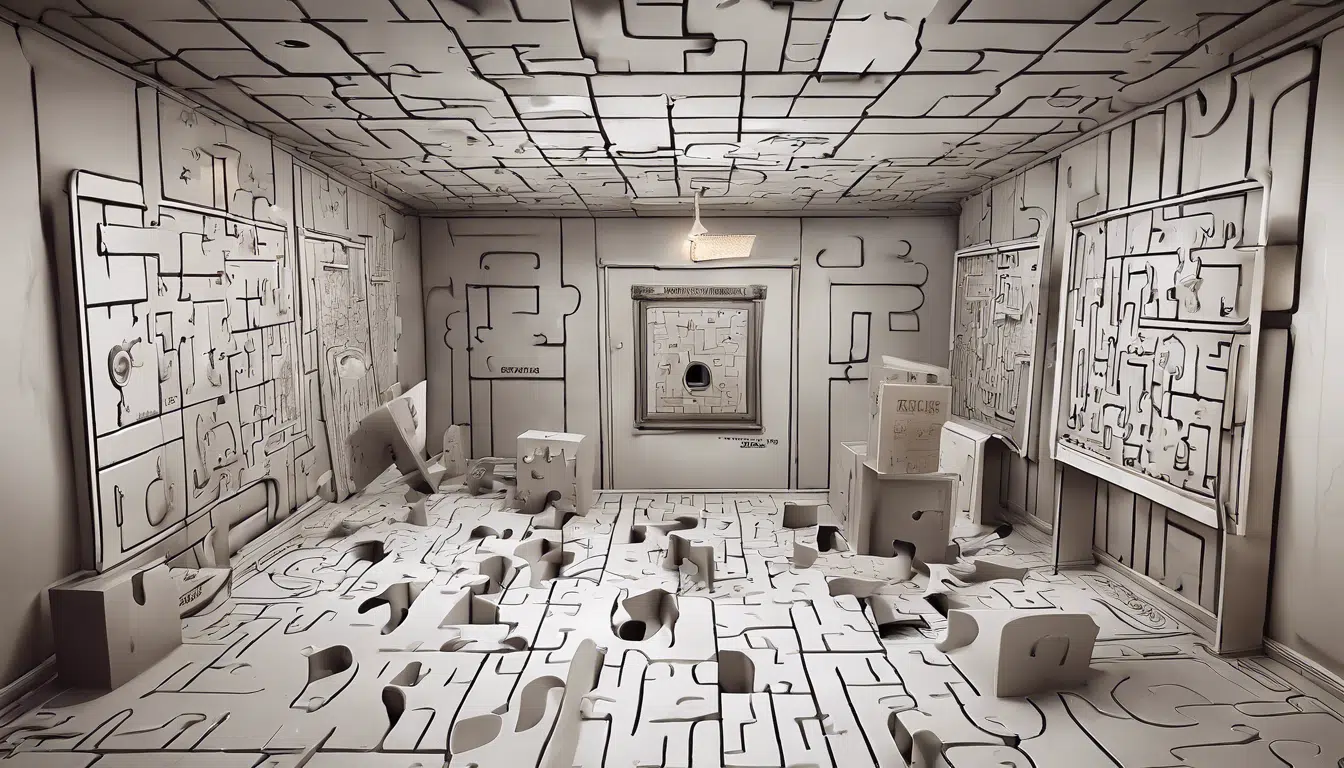 graphic of a puzzle room